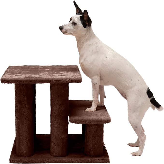 Furhaven Steady Paws Multi-Step Pet Stairs for High Beds & Sofas - Brown, 3-Step