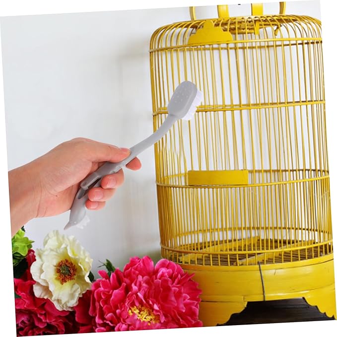 Balacoo 3Pcs Dual Head Bird Cage Cleaning Brush Essential Pet Cage Brush for Small Animals Durable Material Soft Bristles for Gentle Cleaning for Birdcage