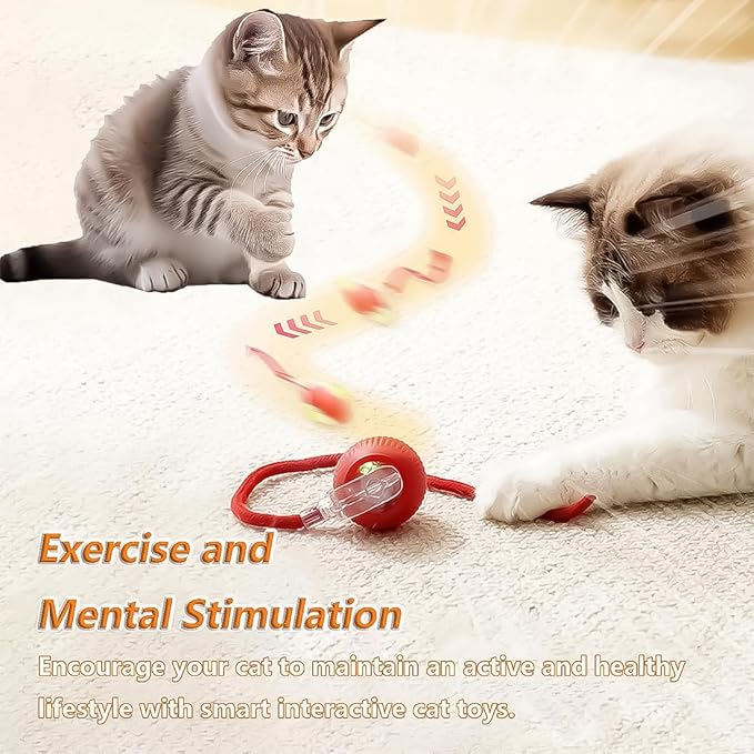 2026 New Generation Interactive Cat Toys Indoor, 360° Smart Automatic Cat Ball Three Modes with Long-Lasting Durability, for All Cats & Dogs (Yellow, Wake)