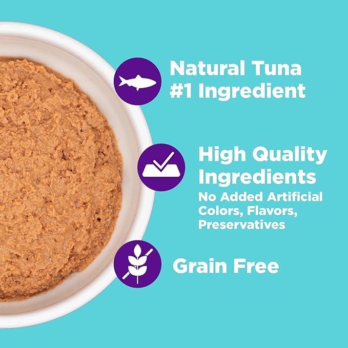 Wellness Complete Health Purrfect Duos Pate Adult Wet Cat Food, Natural, Protein Rich, Grain Free, Tuna and Salmon Entrée Recipe, 2.64 oz, Pack of 12 Split Cups