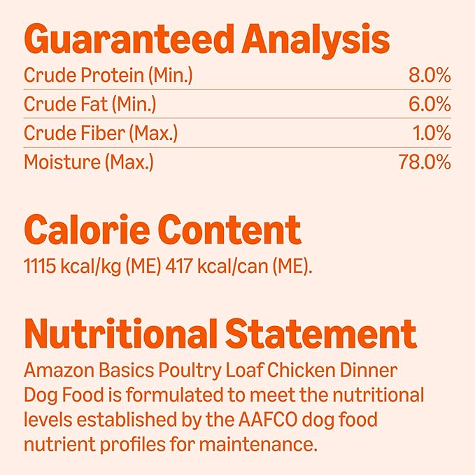 Amazon Basics Wet Dog Food, Poultry Loaf, Chicken Dinner, Made with Real Chicken, 13.2 oz can (Pack of 12)