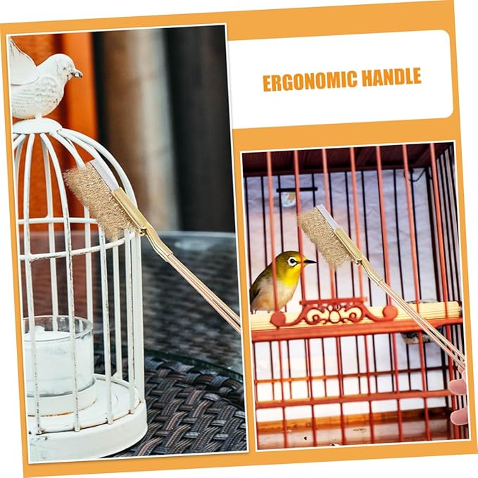 TOYANDONA 1Set Bird Cage Scrubbing Brush with Long Handle Durable Steel Bristles for Thorough Cleaning of Parrot Cages Animal Accessories Ergonomic Design for Easy Use