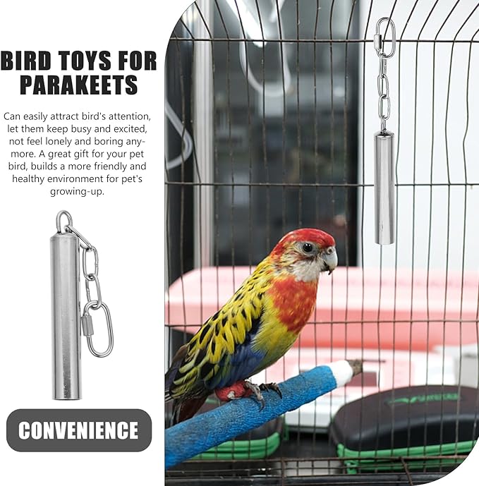 Squirrel-Shaped Stainless Steel Bell for Parakeets and Large Parrots Bird Cage Accessory for Chewing and Playing Hand Shaking Bell for Interactive Pet Entertainment