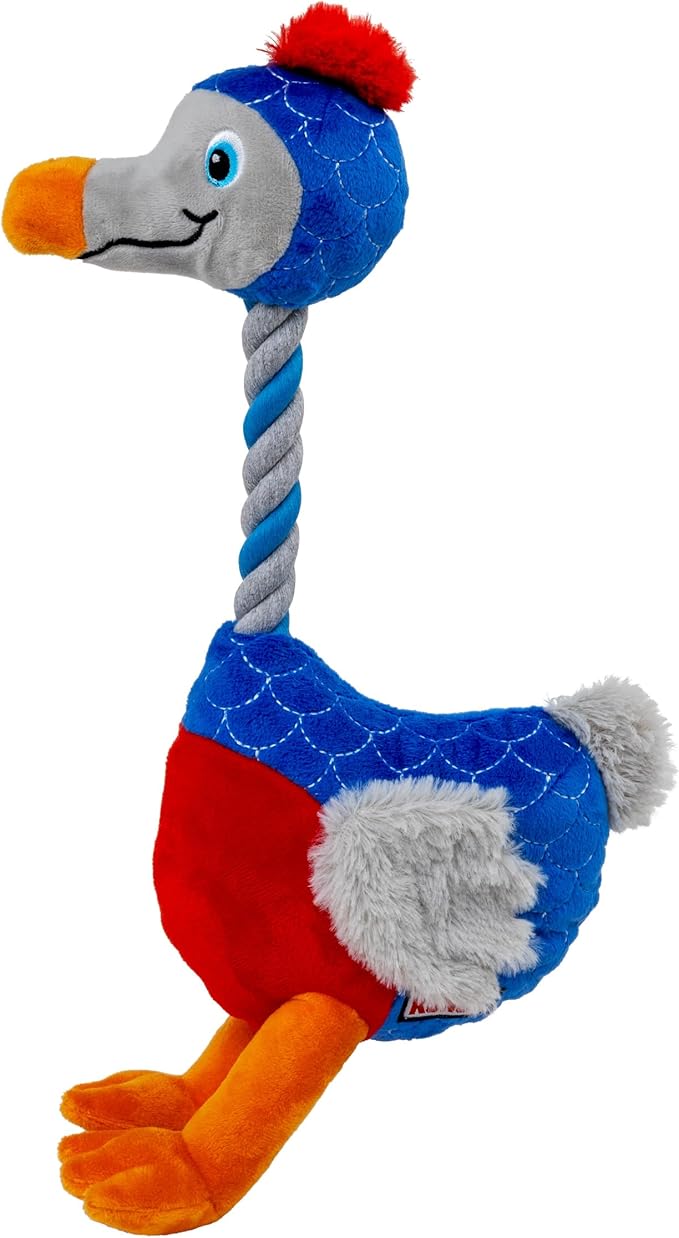 KONG Bendeez Dog Toy – Durable Plush with Rope, Flexible Twistable Design, Squeaker for Interactive Play, Large Size for All Dogs (Bird)