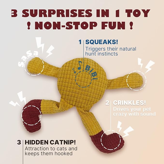 Squeaky Dog Chew Toy Teething Interactive Plush Stuffed Toys with Squeaker Crinkle Paper for Small Medium Breed Tough Durable Funny Pet Supplies Ideal Puppy Cats Gifts - Waffle Doll, Medium