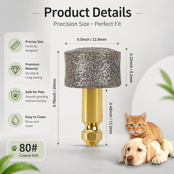Dog Nail Grinder - Regular - Replacement Head, and Most Brands' Cat/Pet/Dog Nail Grinders, Highly Efficient, Safe and Reliable（2pcs）