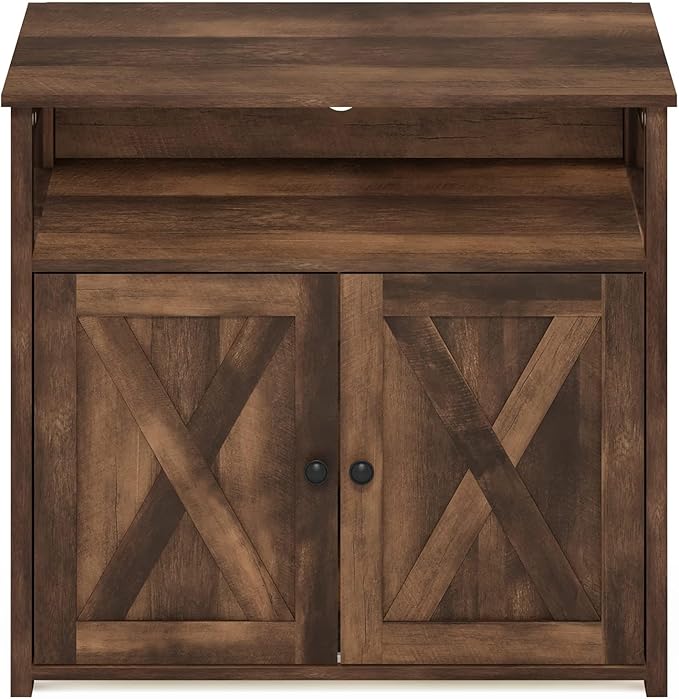 Furinno Peli Farmhouse Cat Litter Cabinet Storage with 2 Doors, Rustic Brown