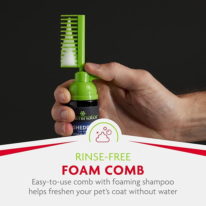 FURminator Tub-Free Deshedding Foam Comb, 3 Ounces, Grooming Comb for Cats Helps Freshen Coat and Reduce Odors with No Rinsing