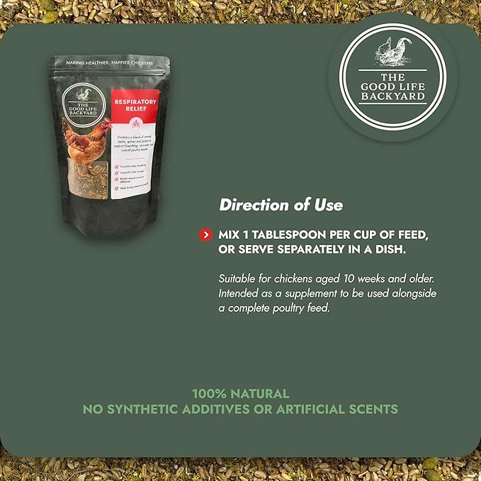 Good Life Backyard Respiratory Relief for Chickens – Aromatic Spice Blend for Respiratory Comfort (2 lb Pouch) | Hatching Time