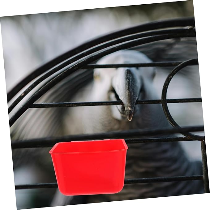 Kisangel 4pcs Hanging Chicken Feeder and Waterer Cup Durable Rabbit Food Bowl and Bird Cage Water Cup for Parrots Chickens and Pets Red