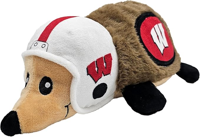 NCAA Wisconsin Badgers Plush Hedgehog Toy for Dogs & Cats, Cool Soft Pet Toy for Fun and Interactive Play, Dog Chew Toy with Squeaker, Licensed Hot Pet Toy