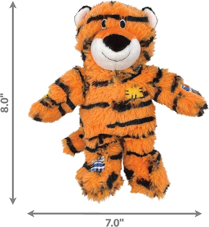 KONG Wild Knots Dog Toys – 2 Pack – Durable Plush Dog Toy with Internal Knotted Rope & Squeaker (Tiger/Giraffe, Small/Medium)