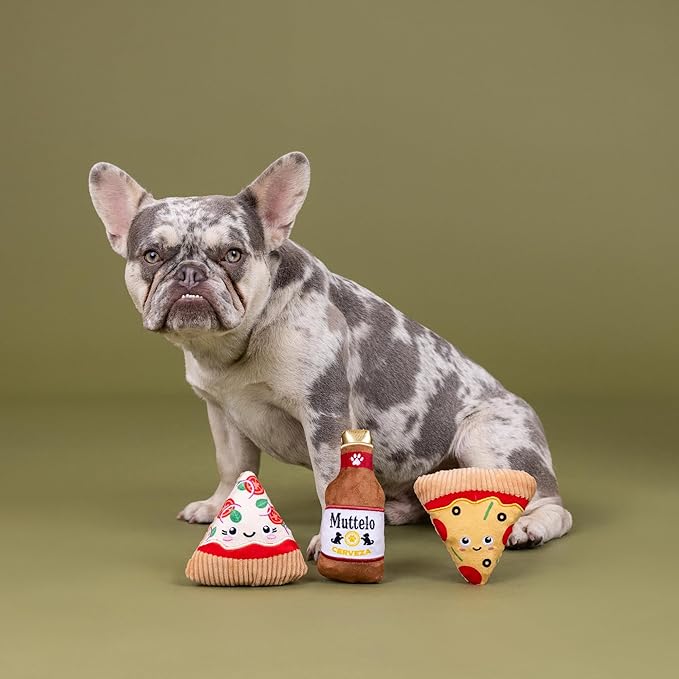 Fringe Studio Plush Dog Toy, 3 Pieces Set, Slice N’ SIP, Pet Shop Collection (662177)