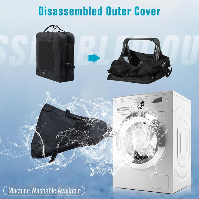 PEGIC Extra Large Cat Carrier for Car Travel, Soft Sided Collapsible Pet Carrier for Outdoor and Indoor Uses, Roomy Cat Carrier for 2 Kittens, Large Cat or Puppies up to 50lbs (Black)