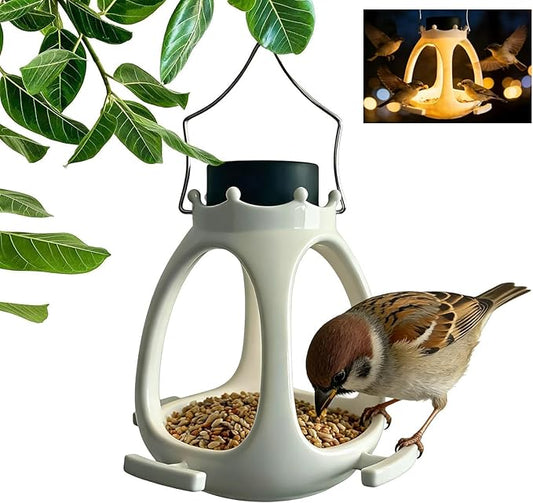 Solar Bird Feeder for Outdoors Hanging,Wild Bird Feeders for Outside, Waterproof Eco-Friendly Polymer Bird Houses for Backyard Birding & Wildlife Decor