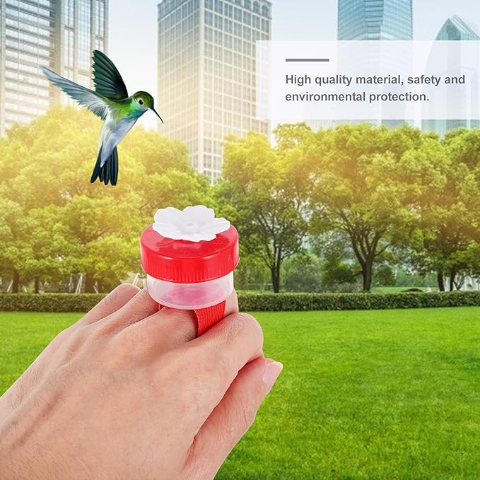 Handheld Hummingbird Feeder Plastic Bird Feeder with Replacement Flower Feeding Ports for Outdoor Garden Patio Backyard Birding Supplies Color Style