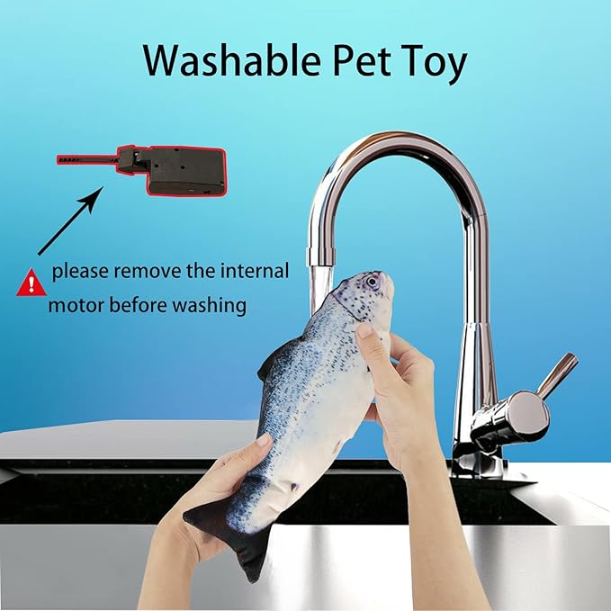 VAIZIQ Realistic Flopping Fish Dog Chew Toy - Electric Moving Interactive Pet Toy for Small Medium Dogs, Chew Rocking Toy for Indoor Outdoor Exercise