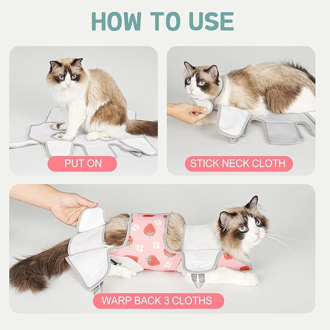 Supet Cat Grooming Hammock Harness for Nail Trimming, Cat Grooming Hanging Sling for Nail Clipping, Pet Restraint Holder for Cutting Nails, Medicine, Ear & Teeth Cleaning, Eye Care (Strawberry S)