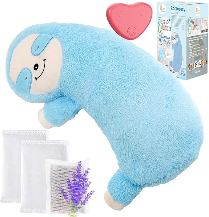 HushHarbor Puppy Heartbeat Toy Pillow, Anxiety Relief Sleep Aid, Sloth-Shaped Protects Neck Dog Plush Toys,Cat Neck Pillow & Pet Calming