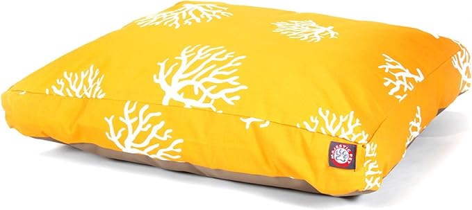 Yellow Coral Medium Rectangle Indoor Outdoor Pet Dog Bed With Removable Washable Cover By Majestic Pet Products