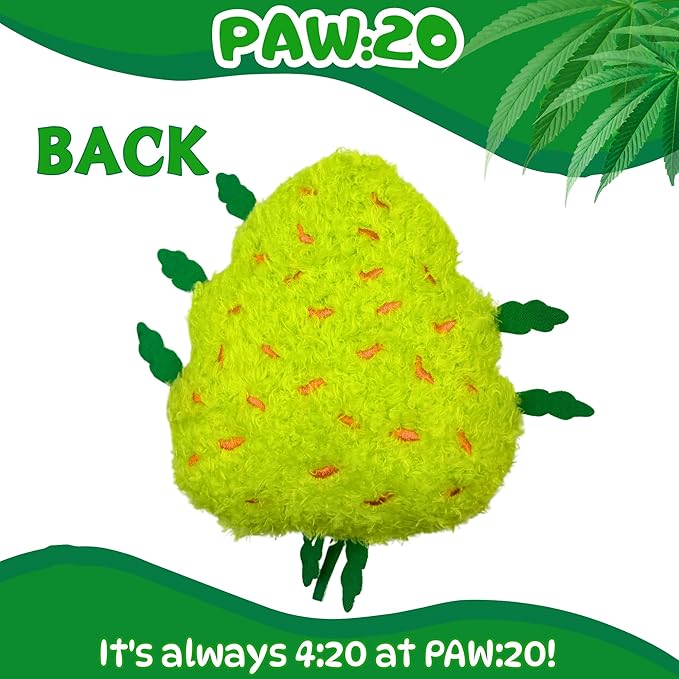 Bud the Weed Nug, Funny Squeaky Dog Toy, Cute Stuffed Parody Pot Nug, Cool Plush 420 Novelty Gift for Pets & Their Owners, Sized for Puppies & Small, Medium & Large Breeds
