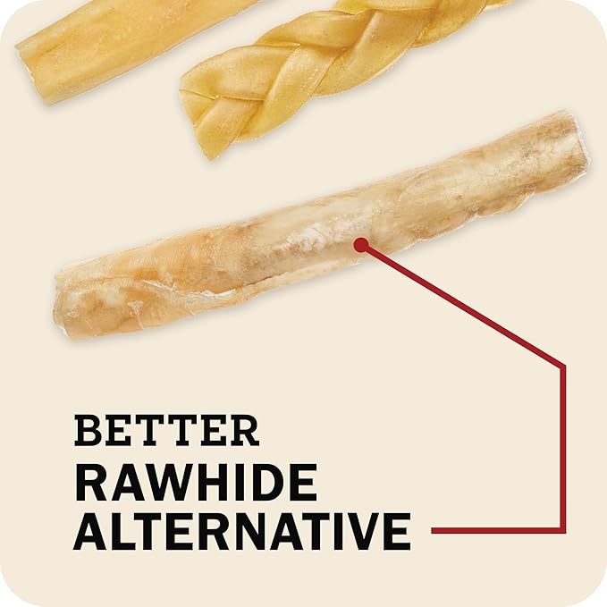 Redbarn Pet Products Redbarn Natural 12" Beef Collagen Braids - Case of 20 Sticks - Long Lasting Low-Odor Alternative to Rawhide & Bully Sticks -Single Ingredient Chew for Medium Large Dogs