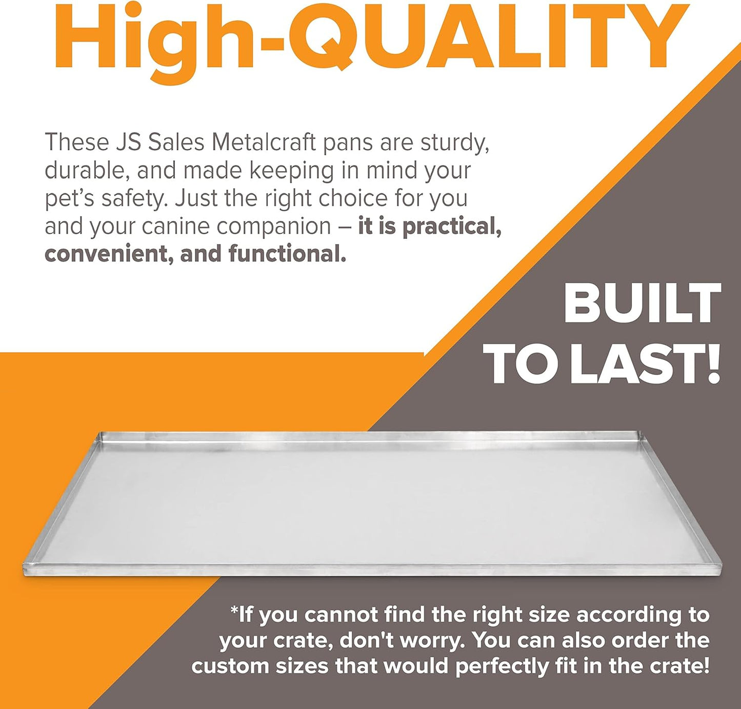 35.38" x 21.88" Metal Replacement Dog Crate Pan Chew Proof Crack Proof Pet Kennel Tray Central Dog Training Crate Pan Pet Supplies, Stainless Steel, 1" H