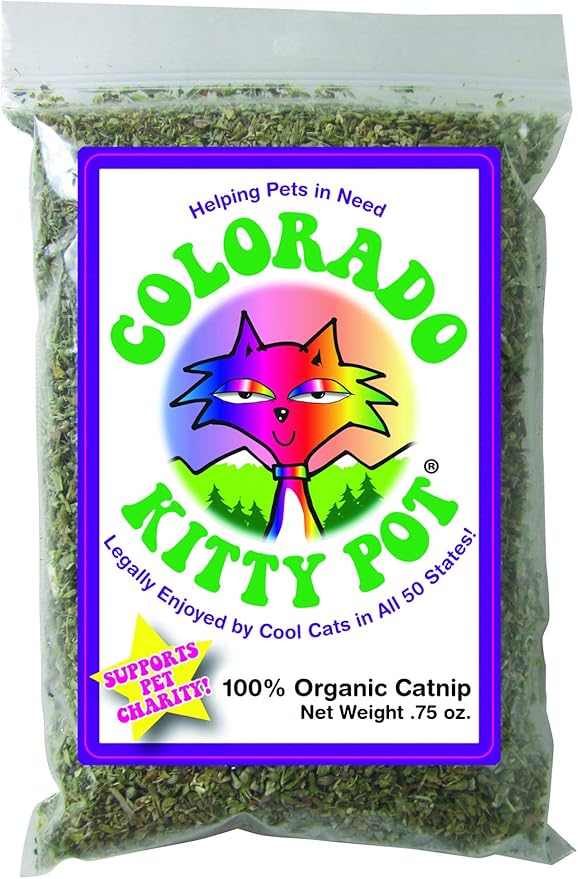 Colorado Kitty Pot Organic Catnip in Food Grade, 3.5x5" Poly Bag with Hang Hole, 0.75 Oz.