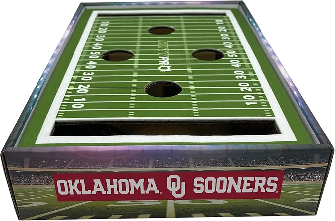 Pets First NCAA Oklahoma Sooners Cat Scratcher Box, Game Day Cat Toy, NCAA Football Field Designed Cat Scratcher and Lounge, Stimulating Cat Game