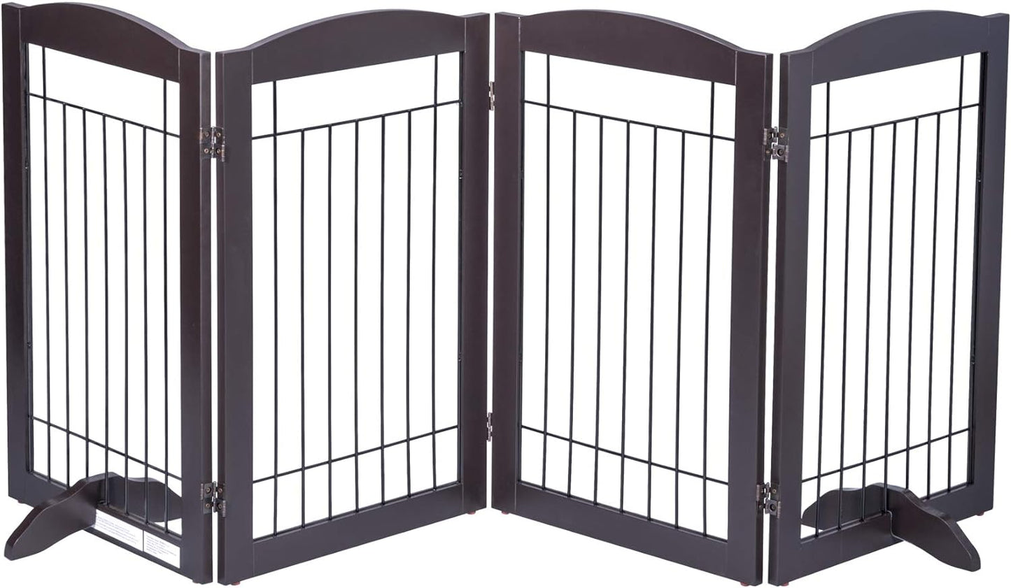 Spirich Freestanding Wire Pet Gate for Dogs, 30 inches Tall Dog Gate for The Houes, Doorway, Stairs, Pet Puppy Safety Fence,Set of Support Feet Included (Espresso, 4 Panels) ASIN: B07T8Z8NKL