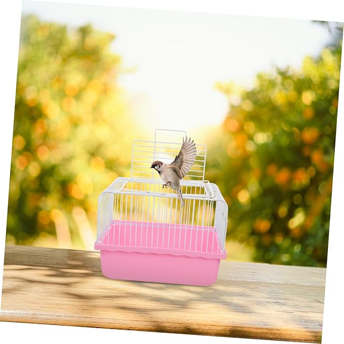 KESYOO Portable Birdcage Bird Carrier Portable Bird Cage Small Cage Mouse Habitat Lightweight Birdcage Small Animal Carrier Pink Abs