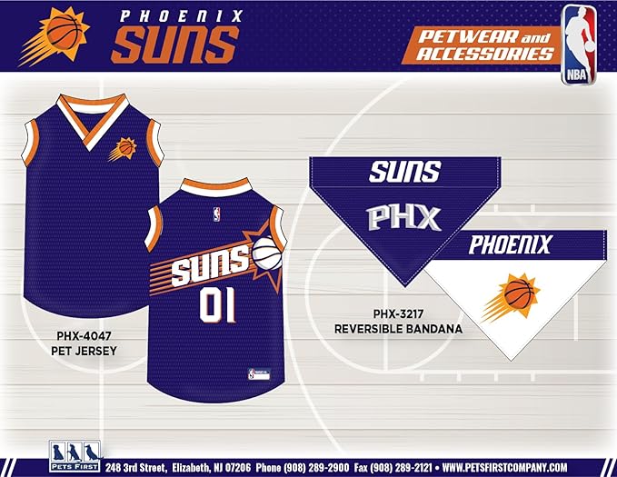 NBA PHOENIX SUNS DOG Jersey, Large - Tank Top Basketball Pet Jersey