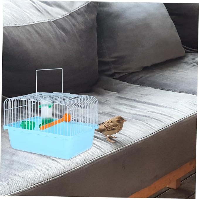 BESPORTBLE Portable Spacious Bird Carrier Cage for Parrots Lovebirds Cockatiels with Perch Food Box Waterer Lightweight Travel and Outdoor Use Random Color