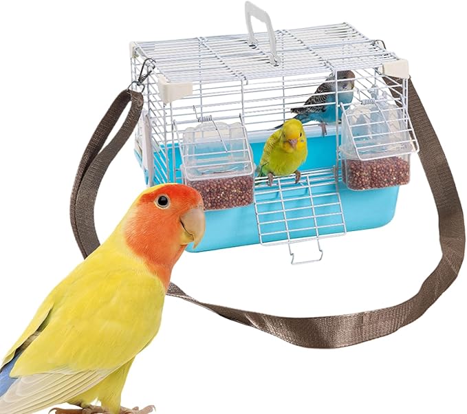 Bird Travel Cage - Portable Small Aviary, Heavy Duty Handle Design, Safe Sturdy Construction, Premium Pet Housing, Top Performance Cage, Cockatiels Budgies Pearl Munias Use 10.63x7.87x7.87 Inches
