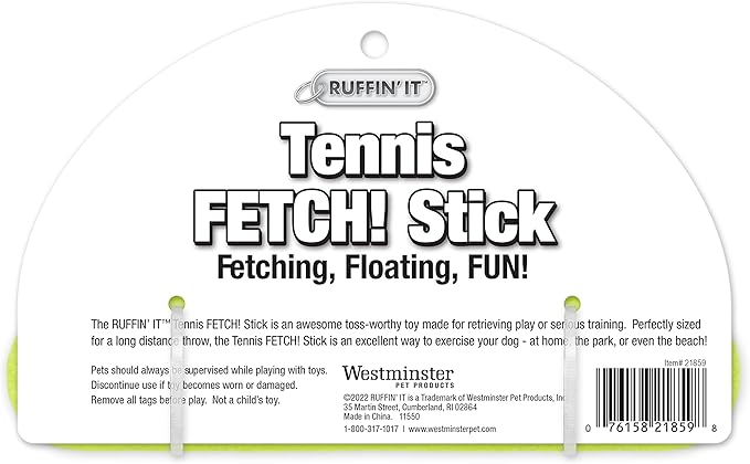 Ruffin' It Tennis Fetch Stick for Dogs - Dog Chew Toy for Park, Home, or Beach