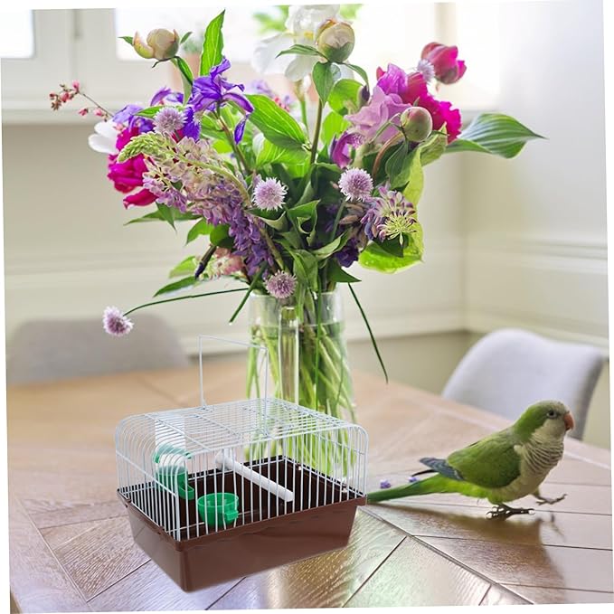 MERRYHAPY Multi-Functional Bird Cage for Parrots and Lovebirds Portable Travel Carrier with Spacious Design Easy Access for Feeding and Comfortable Perch for Animals