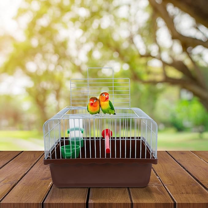 LALAFINA Portable Bird Cage for Travel with Perch Food Box Waterer Abs Iron Construction Spacious Lovebird and Small Parrot Carrier Carry Bird Travel Crate for Outdoor Use