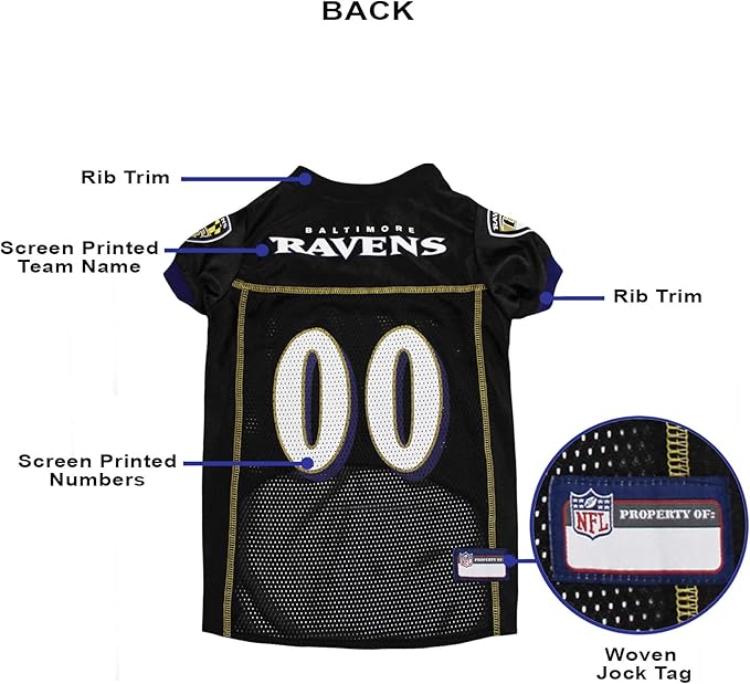 Pets First Baltimore Ravens Dog Jersey, Small, Official NFL Apparel for Dogs