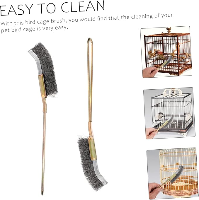 Angoily 6pcs Copper Wire Bird Cage Cleaning Brush Pet Cage Accessories for Easy Daily Maintenance Lightweight Design Hanging for Storage