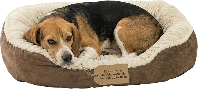 SPOT Sleep Zone Faux Suede Carved Plush Lounger, Cuddler, Napper Dog Bed - Fabric Bottom - 32X25 Inches/Chocolate/Attractive, Durable, Comfortable, Washable