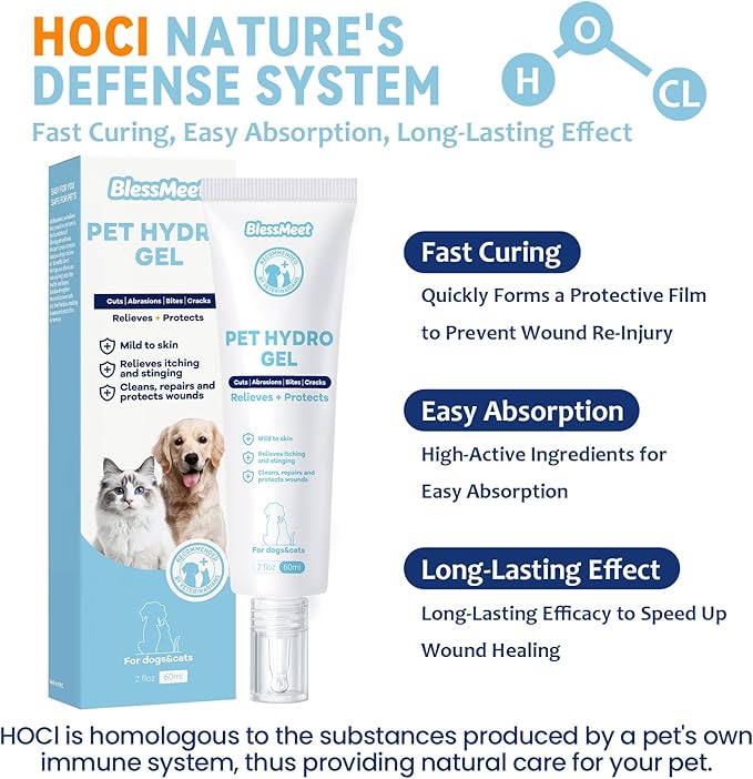 Pet Dog Wound Care Hydro Gel&Dog Hot Spot Gel -Cat Healing Aid for Wounds,Helps with Cuts,Bites,Ulcers & Burns,Relieves Skin Allergies& Itchy Skin,Dog First Aid Kits. Safe if Licked.2 Ounces.