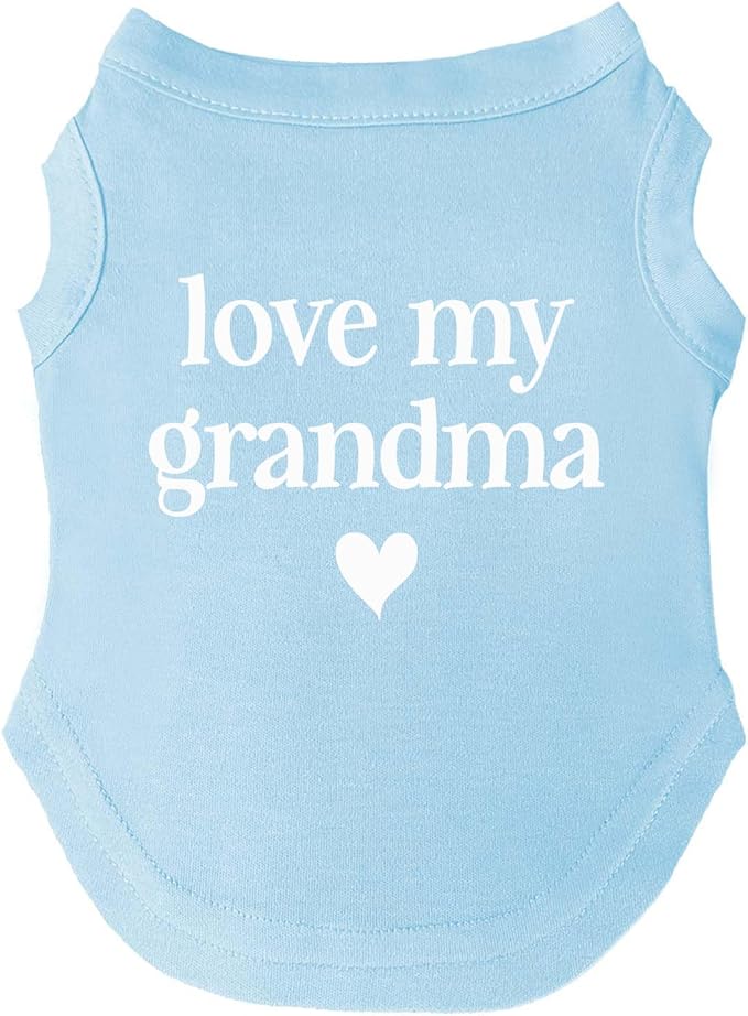 Love My Grandma Mother's Day, Valentine's Day Dog Tee Shirt Sizes for Puppies, Toys, and Large Breeds (Baby Blue, Large 399)