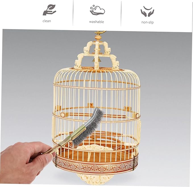VANZACK 4pcs Bird Cage Cleaning Brush Copper Handle Convenient Wire Brush for Parrot and Bird Cages Easy Storage and Grip