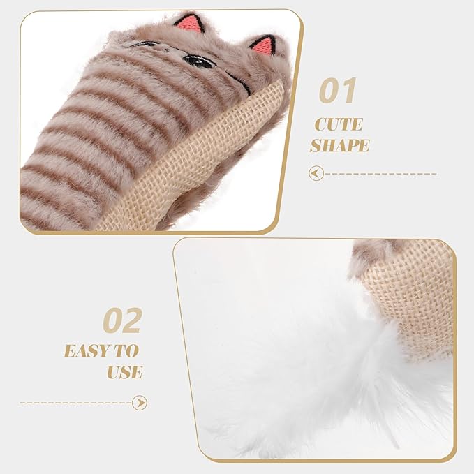 Catnip for Cats with Crinkle Paper, Plush Interactive Chew for Indoor Kittens, Small Grey Sisal Sound Plush Catnip