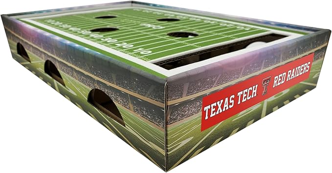 Pets First NCAA Texas Tech Red Raiders Cat Scratcher Box, Game Day Cat Toy, NCAA Football Field Designed Cat Scratcher and Lounge, Stimulating Cat Game