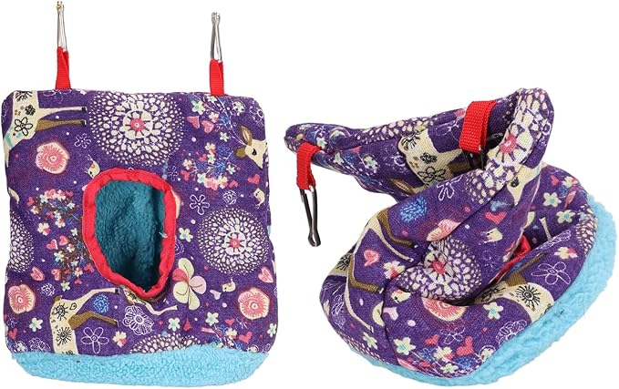 Warm Bird Hammock Soft Plush Foldable Hanging for Parrots Parakeets, Easy to Bird Cage Accessory with Hook Design, Multi Functional Pet Bird Toy Sleeping Place