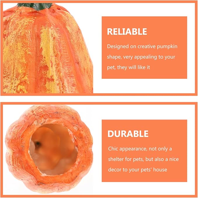 POPETPOP Pumpkin Fish Cave Wear-Resistant Aquarium Decoration for Freshwater Tanks Safe Hideaway for Fish Shrimp Smooth Stable Base for Breeding Hiding Spots