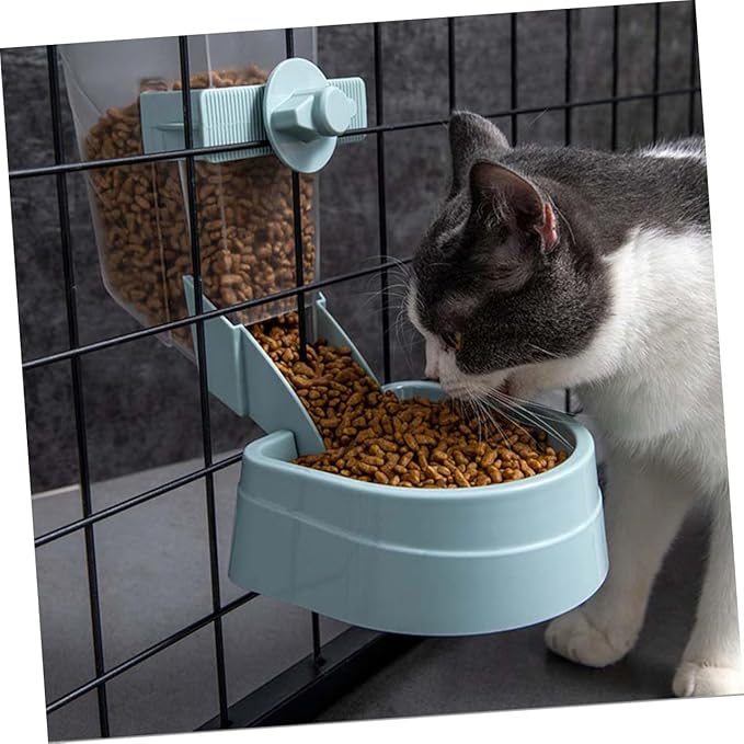 OUNONA Hanging Automatic Bird Feeder Blue Small Pet Food Dispenser Refillable for Outdoor Birdcage Parrot Hamster Cage Accessory