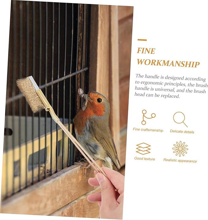 POPETPOP 1 Set Wire Brush Birdcage Cleaning Tools Long Cleaner for Lint Professional Handle Bird Cage Brushes Rabbit Brush Bird Cage Cleaning Hamster Brush Parrot Cage Brush Steel