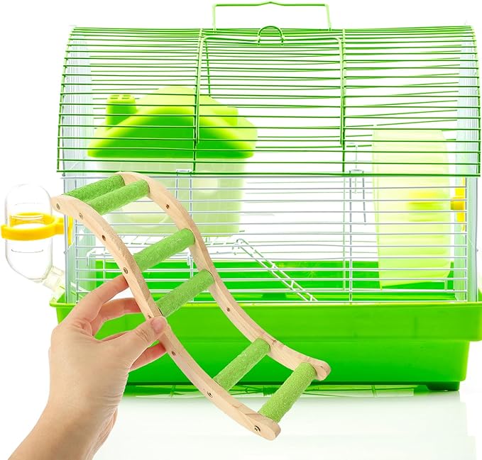 HOMSFOU Wooden Parrot Climbing Ladder and Hamster Cage Ladder with Beak and Claw Grinding Function, Creative Bird Cage Accessory for Small Pets’ Play and Exercise